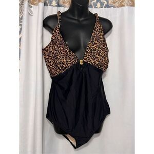 Beautiful RARE Vintage Carol Wior/90's Animal Print One Piece Swimsuit size 22W